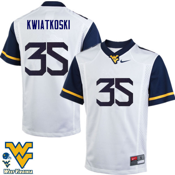 NCAA Men's Nick Kwiatkoski West Virginia Mountaineers White #35 Nike Stitched Football College Authentic Jersey KE23F67WZ